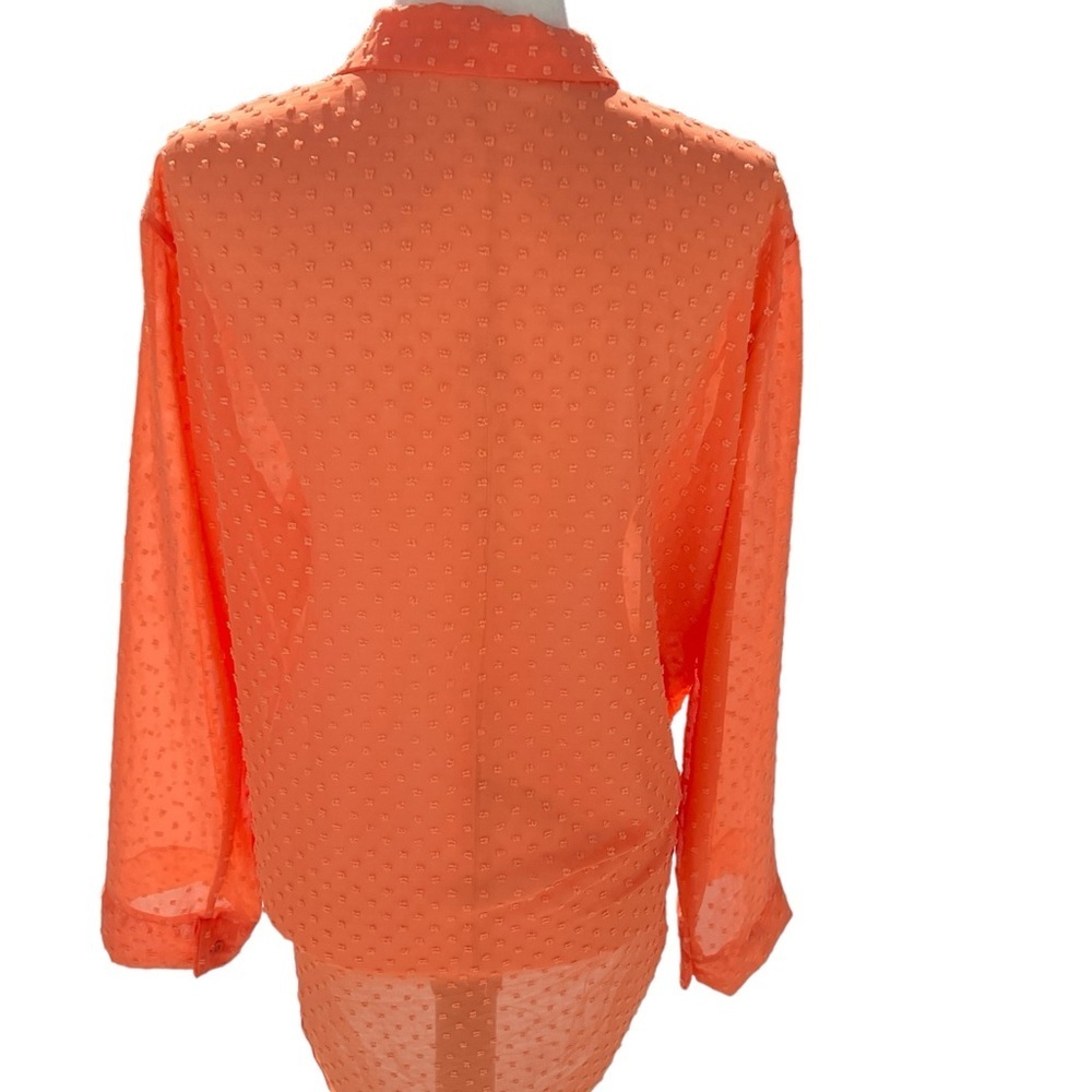 Sheer Orange Button Up Boho Collared Classic Beac… - image 3